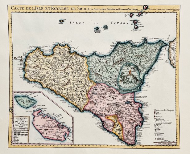 Carte de l'isle et royaume de Sicilie 1717