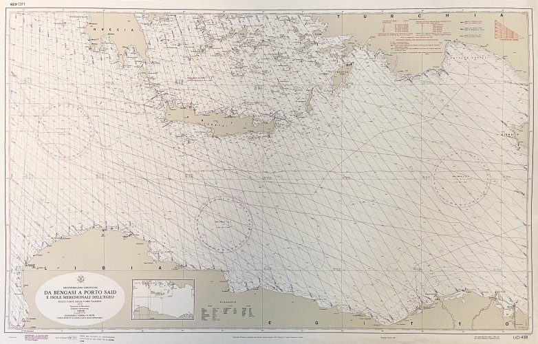 Da Bengasi a Porto Said e isole meridionali Egeo carta Loran