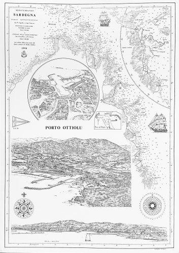 Porto Ottiolu Sardegna p.te Orientale da P.ta Vignola a Capo Comio - litografia